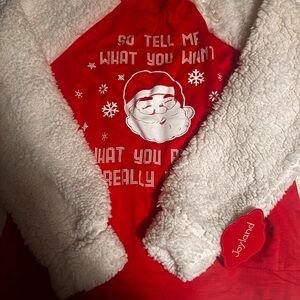 Joyland Red Santa Graphic Tee with White Fleece Jacket